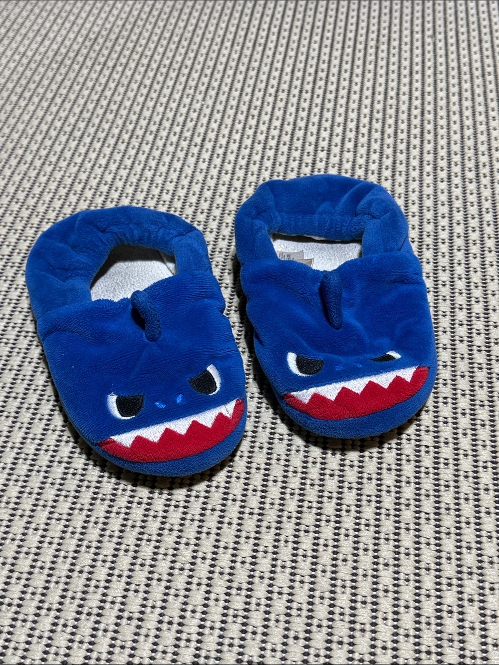 Blue Shark Plush Kids Slippers